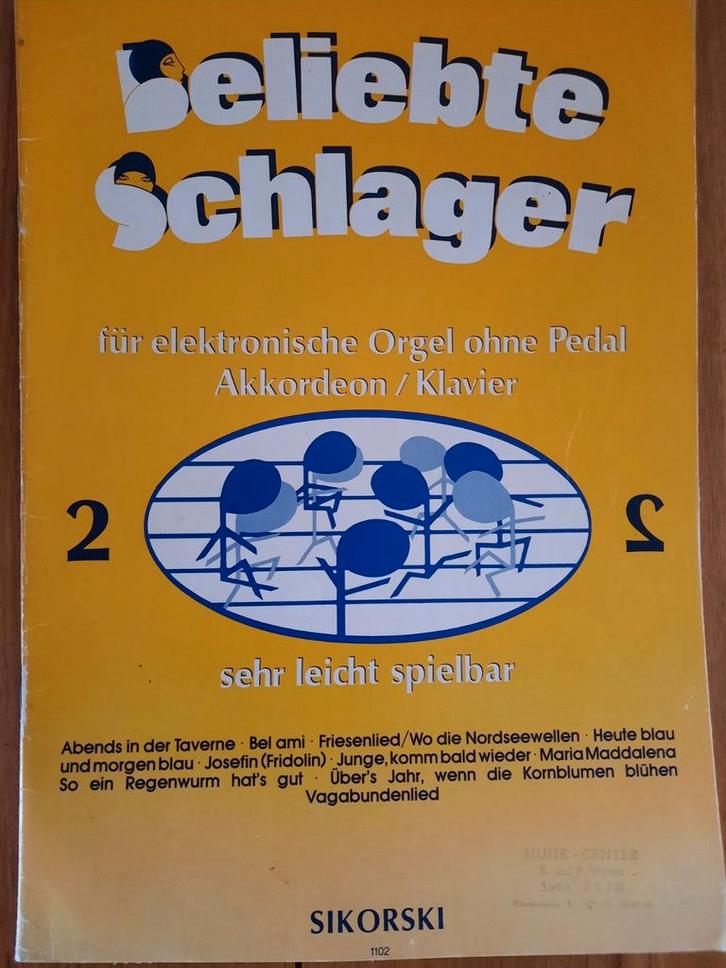 accordeon-piano-- electr. orgel: Beliebte Schlager-2, Muziek en Instrumenten, Bladmuziek, Gebruikt, Les of Cursus, Blues, Piano