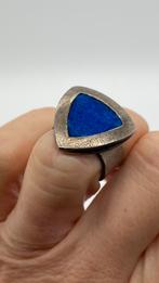 Z497 Prachtige zilveren ring blauw vilt maat 16,25, Ophalen of Verzenden, Kleiner dan 17, X, Dame