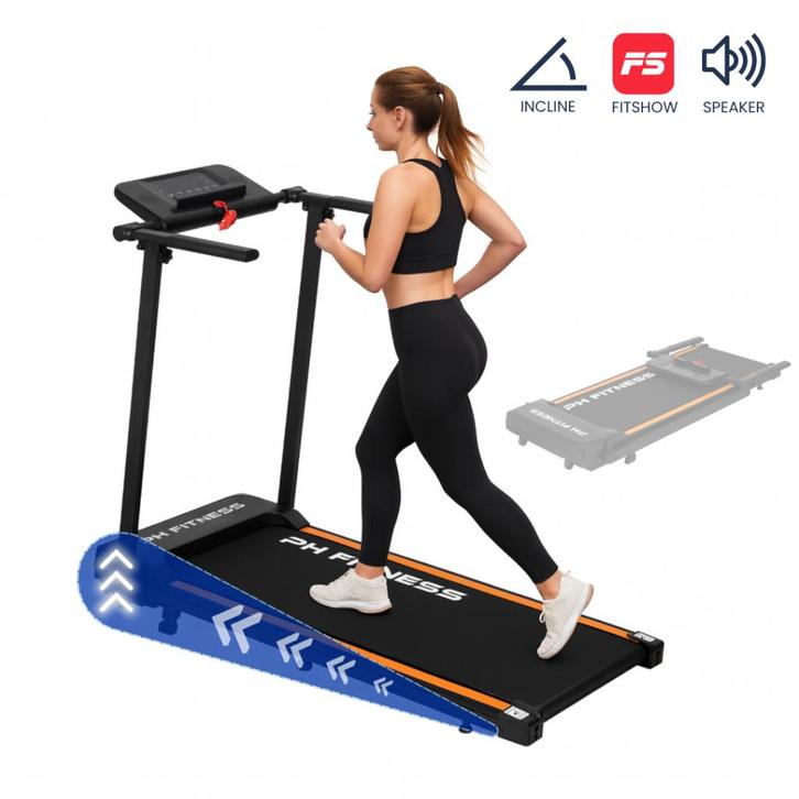 Loopband 10 km/u Opvouwbaar met Helling  Zwart A1F-2, Sport en Fitness, Fitnessmaterialen, Nieuw, Overige typen, Armen, Benen