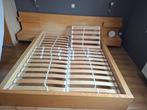 Ikea Malm bed 160x200 met nachtkastjes, bedbodems en topper, Ophalen, Verstelbaar, Bruin, Tweepersoons