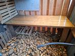 Robuuste buitentafel 250l x 102b x 78h, Tuin en Terras, Ophalen, Gebruikt, Rechthoekig, Hout