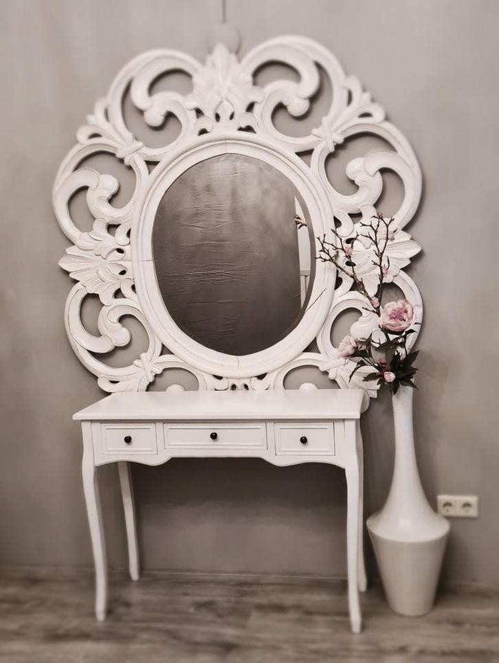 Barock spiegel met kaptafel en kandelaar, Huis en Inrichting, Woonaccessoires | Spiegels, Rechthoekig, Ophalen