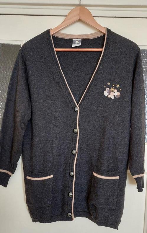 Hip vintage / retro vest merino wol, jaren '80, Kleding | Dames, Truien en Vesten, Zo goed als nieuw, Maat 42/44 (L), Grijs, Ophalen of Verzenden