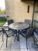 Tuinset Bellagio Ronde Tafel + 4 Stoelen, Tuin en Terras, Tuinsets en Loungesets, 4 zitplaatsen, Gebruikt, Eettafel, Aluminium