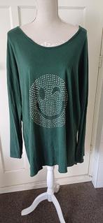 Leuk lang groen shirt met zilver smiley      maat XL, Kleding | Dames, Verzenden, Maat 46/48 (XL) of groter, Zo goed als nieuw