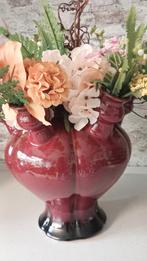 Grote opgemaakte tulpenvaas met kunstbloemen, Huis en Inrichting, Overige kleuren, Nieuw, Ophalen of Verzenden, Glas