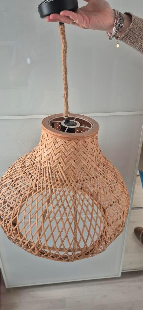 Rotan look Lampenkap - Sfeervolle Verlichting, Huis en Inrichting, Lampen | Hanglampen, Zo goed als nieuw, Minder dan 50 cm, Hout