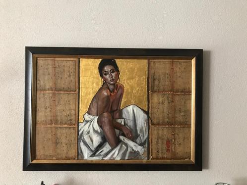 Originele Nico Vrielink, olieverf met bladgoud, Antiek en Kunst, Kunst | Schilderijen | Modern, Ophalen