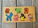 Vintage houten puzzel. Simplex Toys. Dieren oa paard / poes., Ophalen, Minder dan 10 stukjes, Gebruikt, Van hout