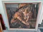 litho Toorop Mijnwerker  80 cm x 80 cm ingelijst, Antiek en Kunst, Kunst | Litho's en Zeefdrukken, Ophalen
