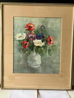Kleurrijk schilderij stilleven anemonen door Jopie Limburg, Antiek en Kunst, Ophalen
