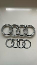 Audi Ringen embleem voorkant / achterkant zilver logo, Auto diversen, Ophalen of Verzenden, Zo goed als nieuw
