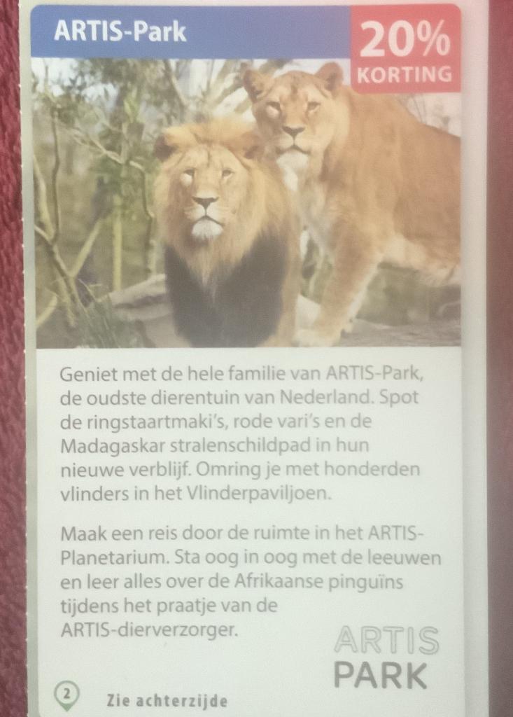 Artis-Park Dierentuin Voordeelbon, Drie personen of meer, Dierentuinbon