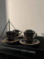 Grieks antiek espresso kopjes handgemaakt, zwart en 24K goud, Antiek en Kunst, Ophalen of Verzenden