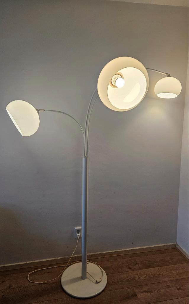 Vintage grote, witte Dijkstra vloerlamp, Huis en Inrichting, Lampen | Vloerlampen, Gebruikt, 200 cm of meer, Kunststof, Metaal