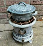 Vintage Petroleumstel met Pannetje,Geëmailleerd,koken,deco, Antiek en Kunst, Ophalen of Verzenden