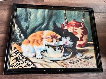 Groot katten schilderij beschikbaar voor biedingen