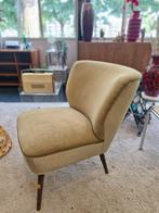 Vintage cocktailfauteuil lichtgroen velours 60s, Ophalen, Minder dan 50 cm, ., Vintage