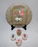 Bord en doosjes van natuursteen ingelegd met parelmoer, Antiek en Kunst, Ophalen of Verzenden