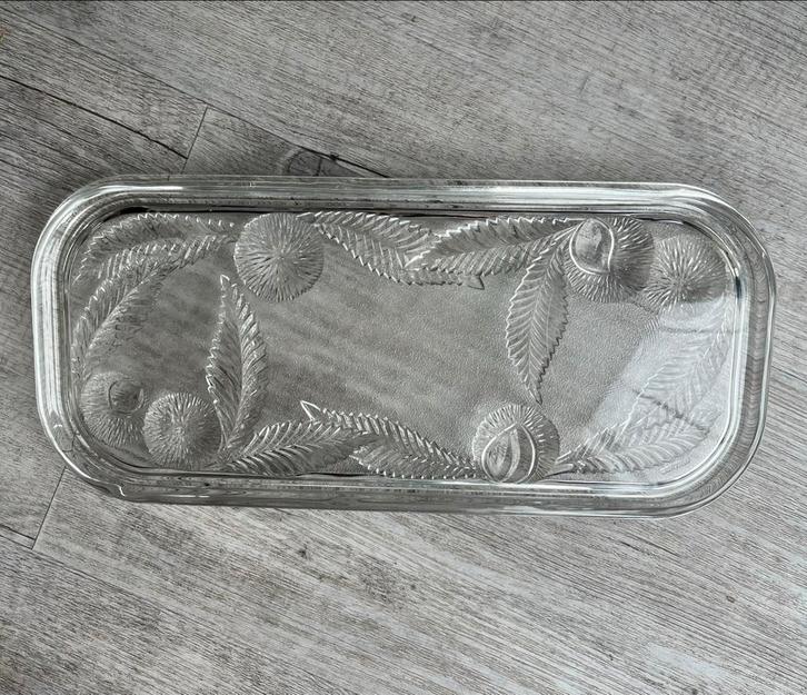 Vintage Glazen Cake Schaal Kastanje Design, Antiek en Kunst, Antiek | Glas en Kristal, Ophalen of Verzenden