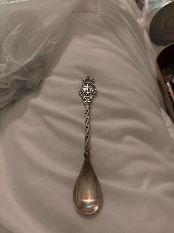 Verzilverde theelepel Koninklijke Marine, Antiek en Kunst, Antiek | Bestek, Ophalen of Verzenden