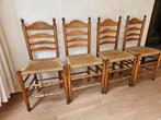 4 authentieke eetkamerstoelen met biezen mat, Antiek en Kunst, Antiek | Meubels | Stoelen en Banken, Ophalen
