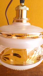 Set van 2 vintage lampen, roze met gouden glazen kapjes, Gebruikt, Vintage art Deco, Vintage, Ophalen of Verzenden