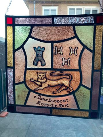 Oud glas lood raam v. Amelsvoort . Bois-Le-Duc Den Bosch beschikbaar voor biedingen