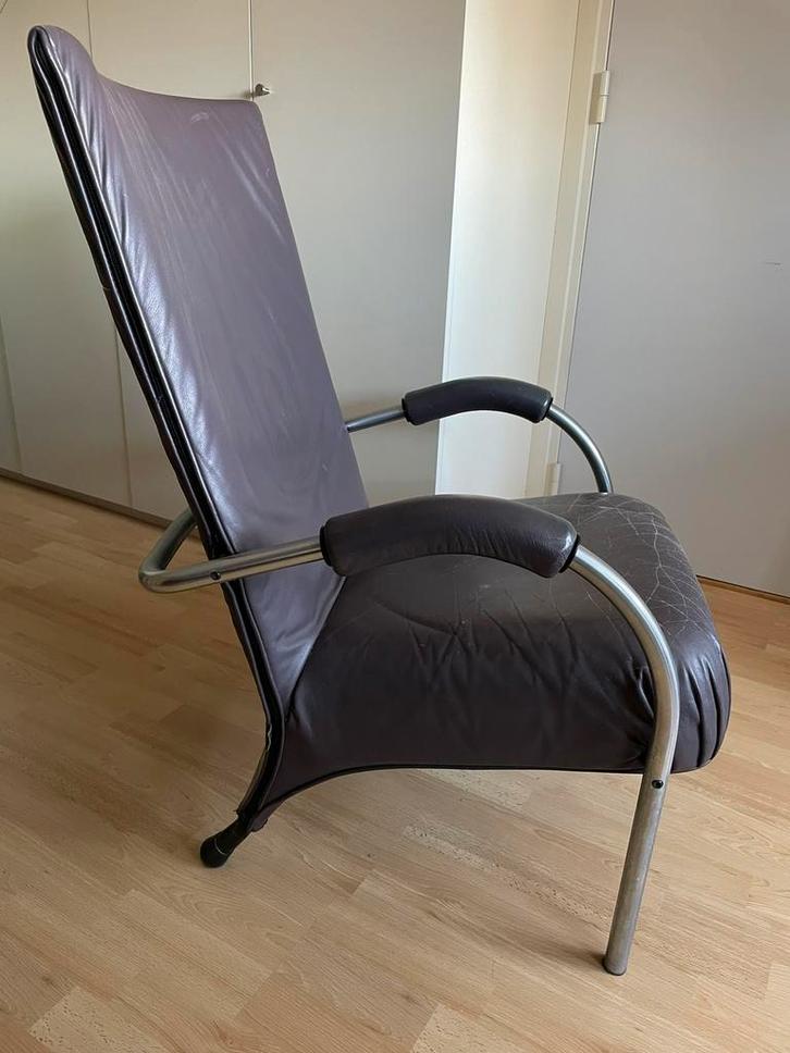 MONTIS design stoel VIKTOR - Gijs Papavoine, Huis en Inrichting, Fauteuils, Gebruikt, Leer, Metaal, 50 tot 75 cm, Minder dan 75 cm