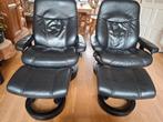 2 stressless stoelen model Ekornes met voetenbankjes, Ophalen, Gebruikt, 50 tot 75 cm