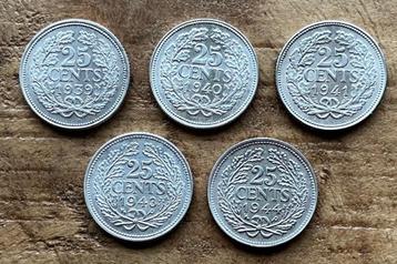 serie nette kwartjes / 25 cent Wilhelmina Opgestoken Haar beschikbaar voor biedingen