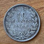 nette 10 cent 1906 Wilhelmina, Postzegels en Munten, Munten | Nederland, Ophalen, Zilver, 10 cent, Koningin Wilhelmina