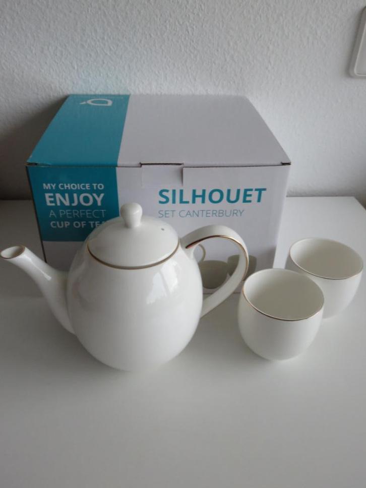 Bredemeijer Silhouet theeset Canterbury theepot met 2 kopjes, Huis en Inrichting, Keuken | Servies, Nieuw, Overige typen, Effen