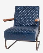 2x Lifestyle Edward Swing Armchair Blauw leren Fauteuil, 75 tot 100 cm, Zo goed als nieuw, Ophalen