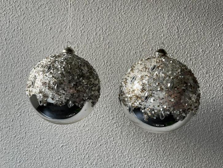 Kerstballen strass zilver merk Sia, Diversen, Kerst, Nieuw, Ophalen of Verzenden