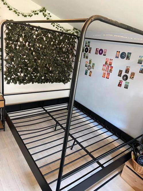 Hemelbed, Huis en Inrichting, Slaapkamer | Bedden, Gebruikt, Tweepersoons, 160 cm, 200 cm, Metaal, Zwart, Ophalen