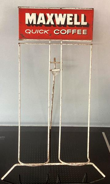 Oude 1950 blikken Maxwell Quick Coffee reclame winkel stand beschikbaar voor biedingen