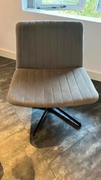 Superleuke grijze fluwelen stoel met draaipoot, Huis en Inrichting, Fauteuils, Ophalen of Verzenden, Zo goed als nieuw, 50 tot 75 cm
