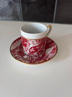 Antiek Europeen Porseleinen Kop en Schotel Setje Rood/Wit, Antiek en Kunst, Ophalen of Verzenden