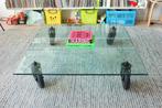 Gae Aulenti - glass table - glazen tafel met wielen, Minder dan 50 cm, 100 tot 150 cm, Industrial, 100 tot 150 cm