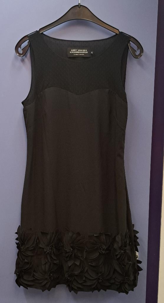 Addy van den Krommenacker feestelijke jurk bloemappl.S 50378, Kleding | Dames, Jurken, ., Zwart, Addy van den Krommenacker, Ophalen of Verzenden