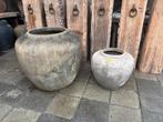 Stoere oude XXL pot, Tuin en Terras, Ophalen, Steen, Gebruikt, Rond