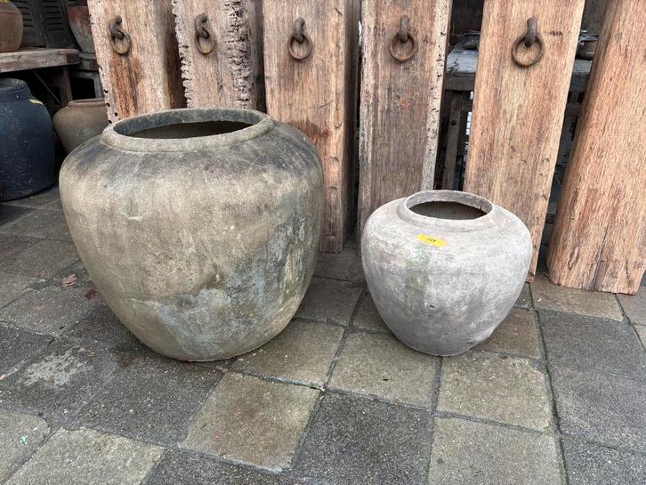 Stoere oude XXL pot, Tuin en Terras, Bloempotten, Gebruikt, Steen, Binnen, Balkon, Tuin, 40 tot 70 cm, Rond, Ophalen