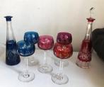 Val Saint Lambert Gekleurd Kristal 5 glazen & 2 karaf✨😍🎁👌, Antiek en Kunst, Antiek | Glas en Kristal, Ophalen of Verzenden