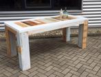 Maatwerk sloophout scrapwood eettafel circulair hergebruik, Ophalen, Nieuw, 50 tot 100 cm, Vijf personen of meer