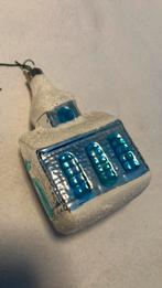Vintage antieke kerstbal, kerkje blauw, Diversen, Kerst, Ophalen of Verzenden, Zo goed als nieuw