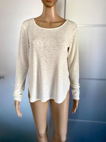J296 SuperTrash maat M=38/40 trui top blouse gebr. wit beschikbaar voor biedingen