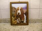 Basset hond in houten lijstje, Ophalen of Verzenden, Zo goed als nieuw, Hond of Kat, Overige typen