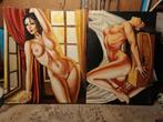 2 stuks erotiek olieverf op doek, Bona 2006, Ophalen of Verzenden