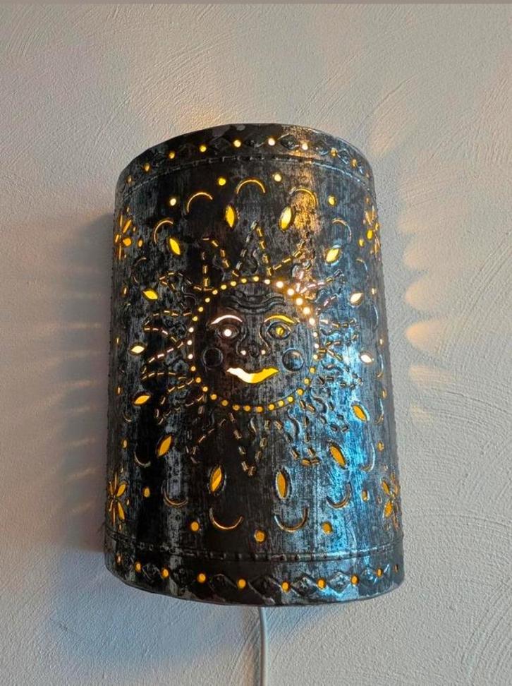 Mexicaanse wandlamp / tafellamp, handgemaakt, Huis en Inrichting, Lampen | Wandlampen, Zo goed als nieuw, Metaal, Ophalen